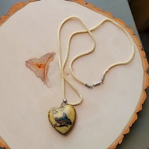 Vintage Heart Cloissone Necklace